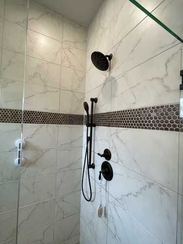 Shower valve and trim set in new tile