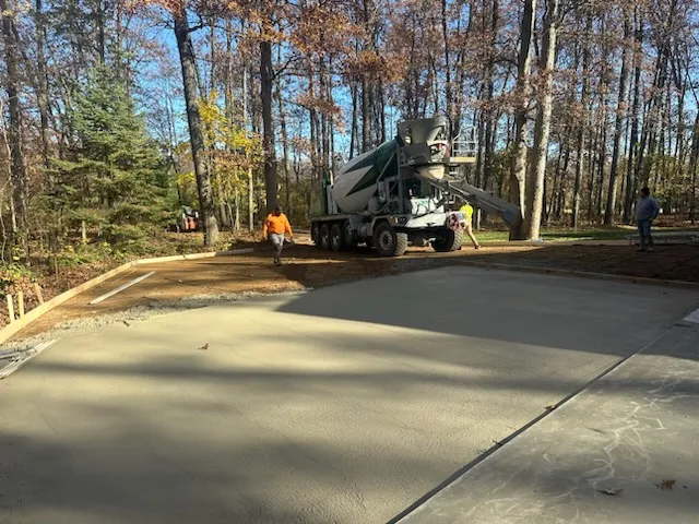 Driveway pour in progress