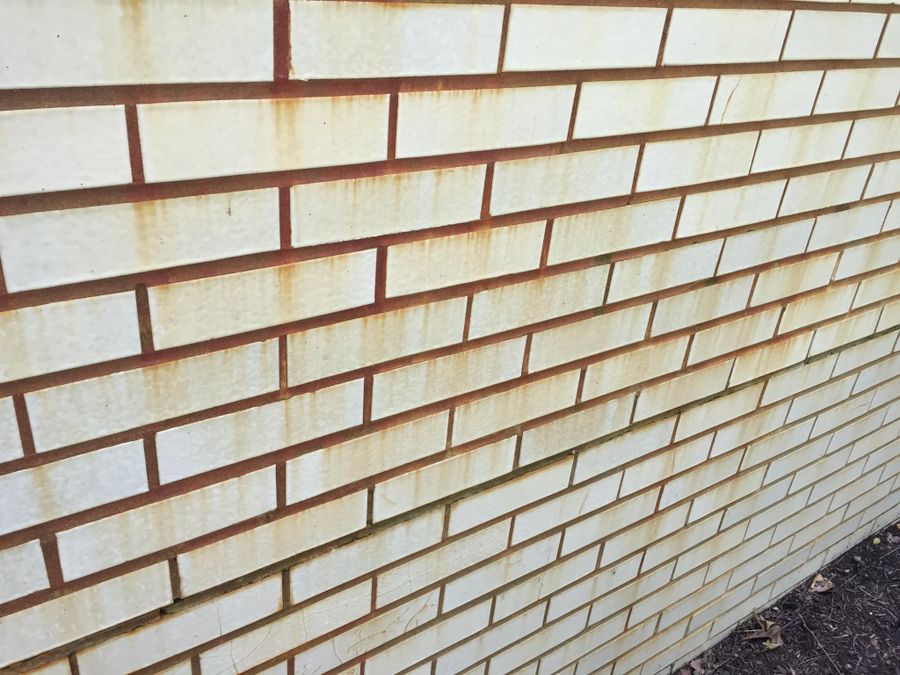 Painted brick, before and after, before