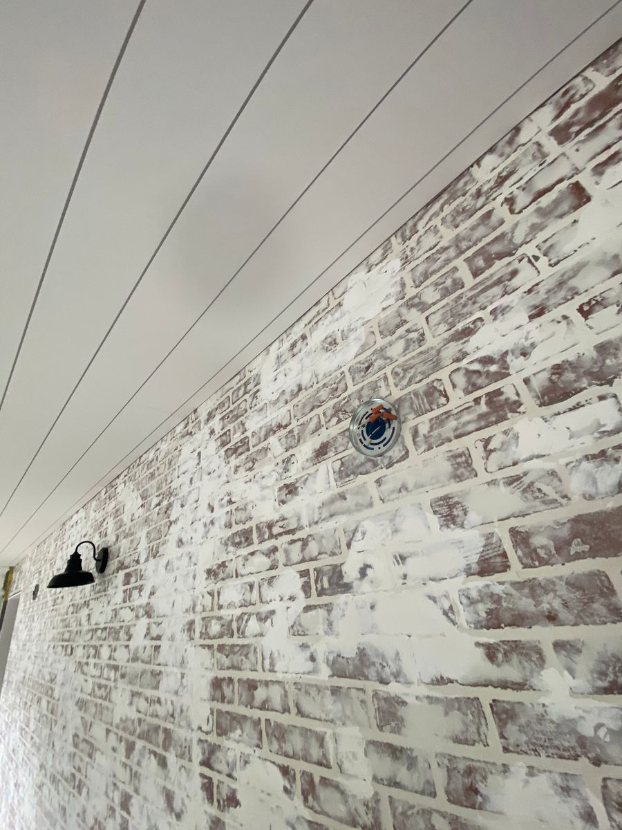 Brick wall softened with a white lime wash