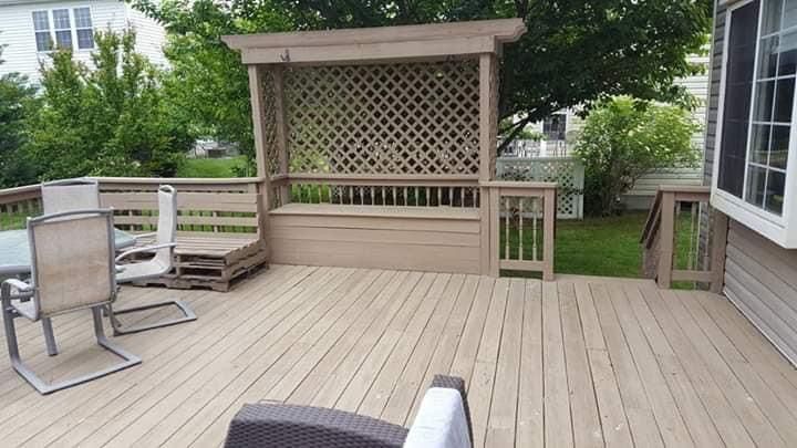 Deck washed and stained, before