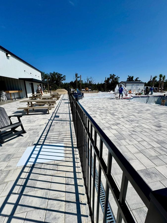 The clubhouse boardwalk at Heritage Oaks RV Resort