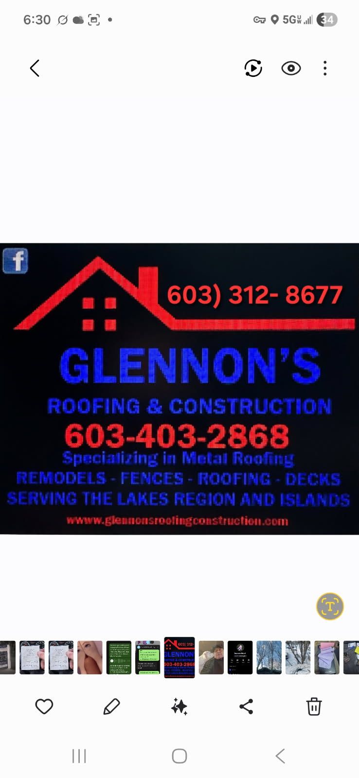  for Glennon's Roofing in Rochester, NH