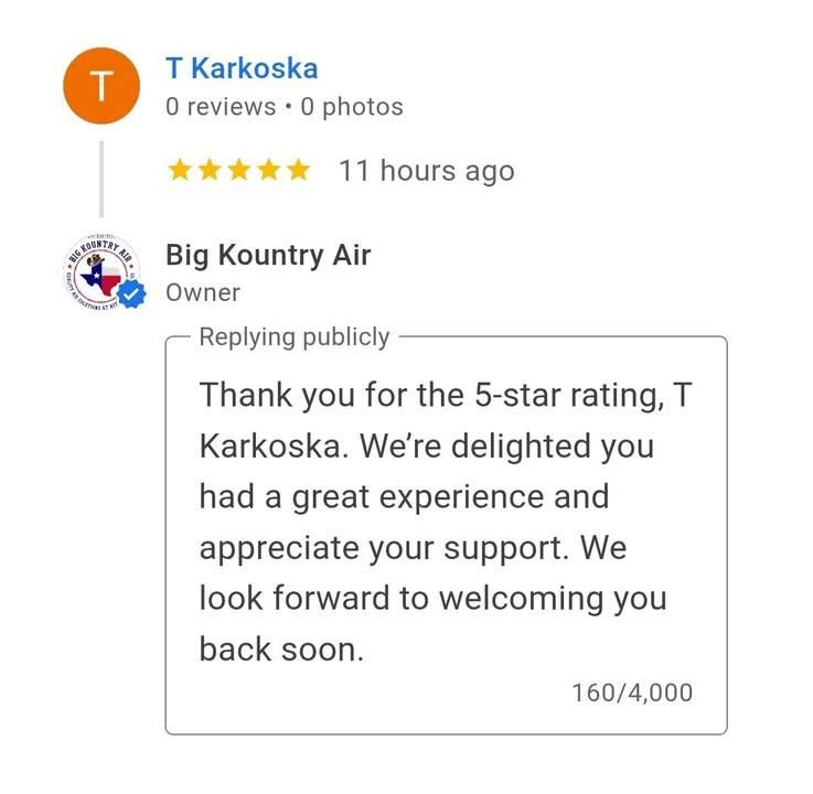  for Big Kountry Air in McKinney, TX