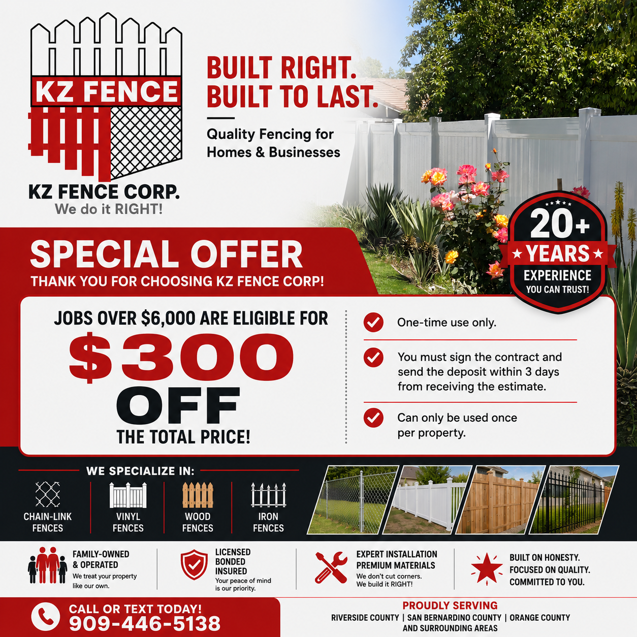  for KZ FENCE CORP in Beaumont, CA