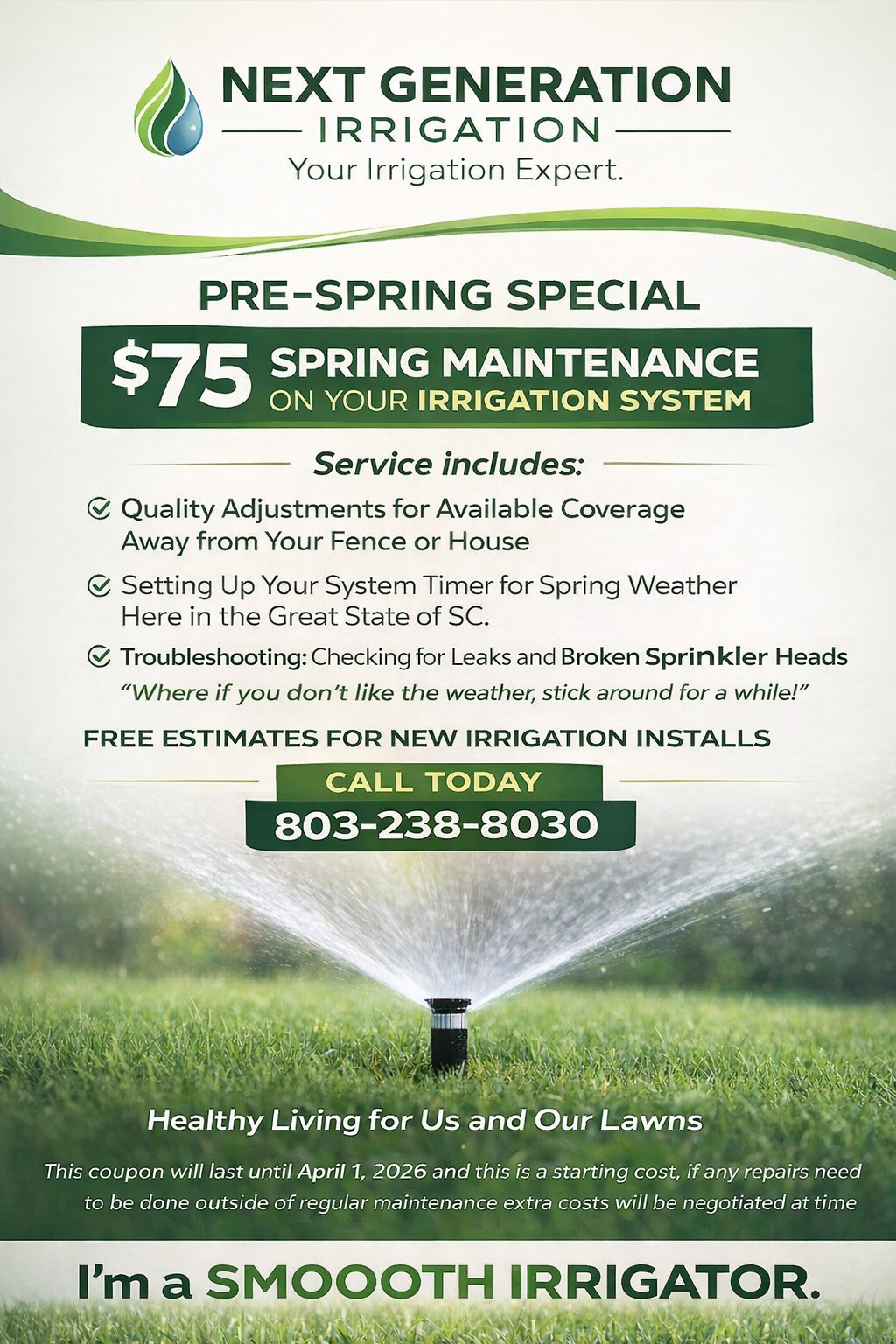  for Next Generation Irrigation Expert in Elgin, SC