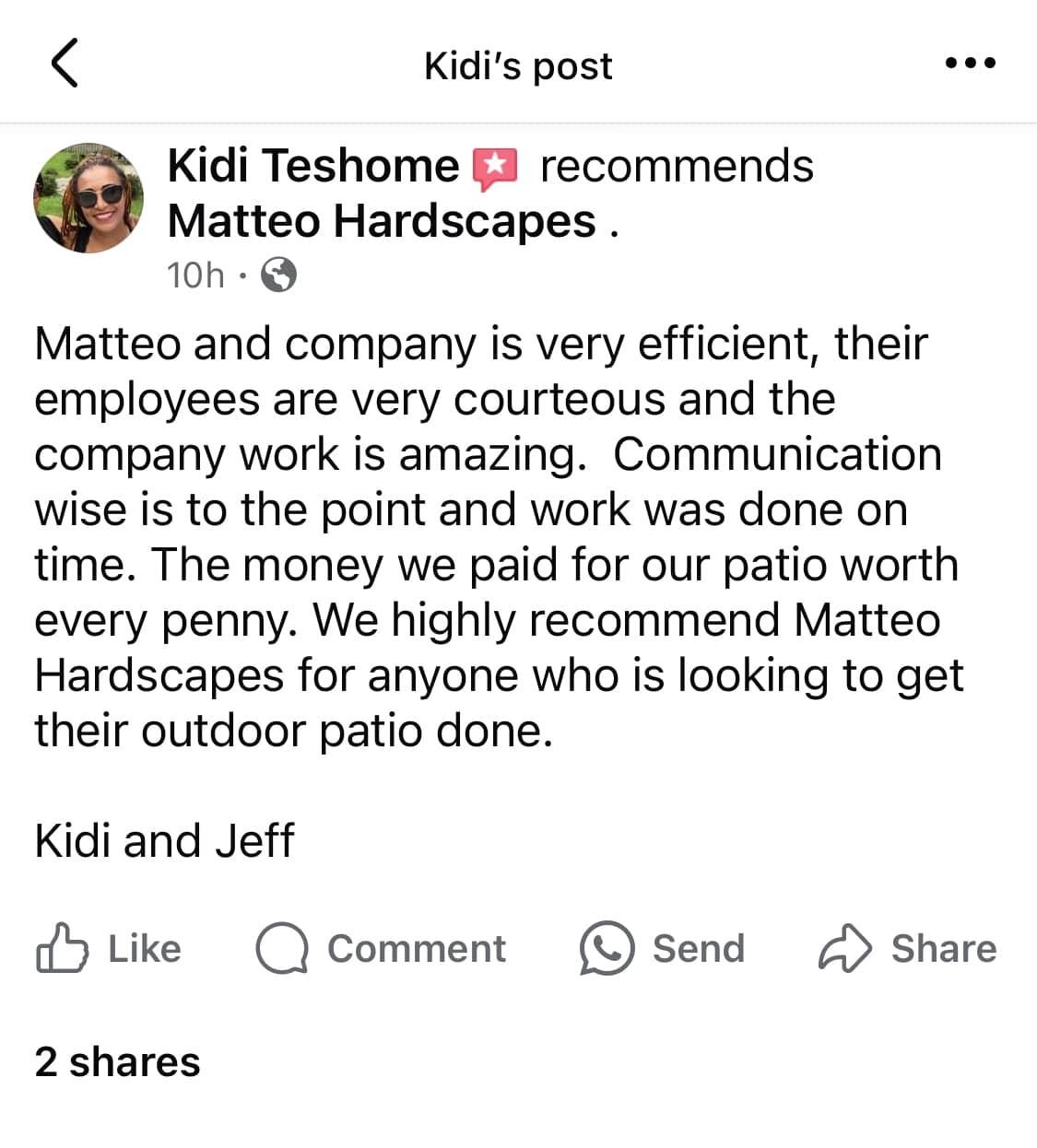  for Matteo Hardscapes in Towson,  MD