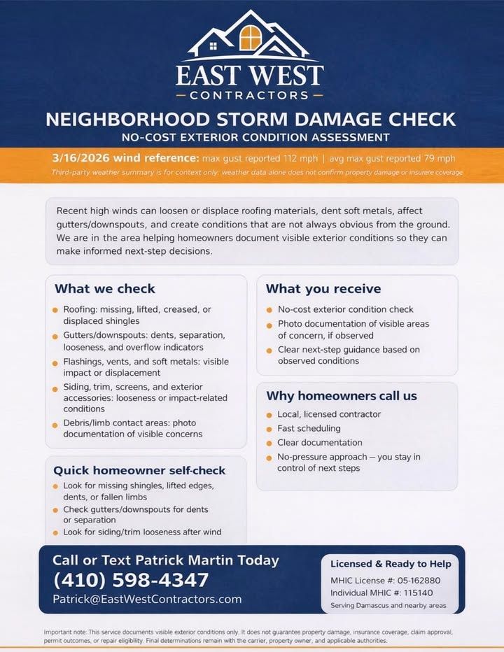  for East West Contractors in Brookeville, MD