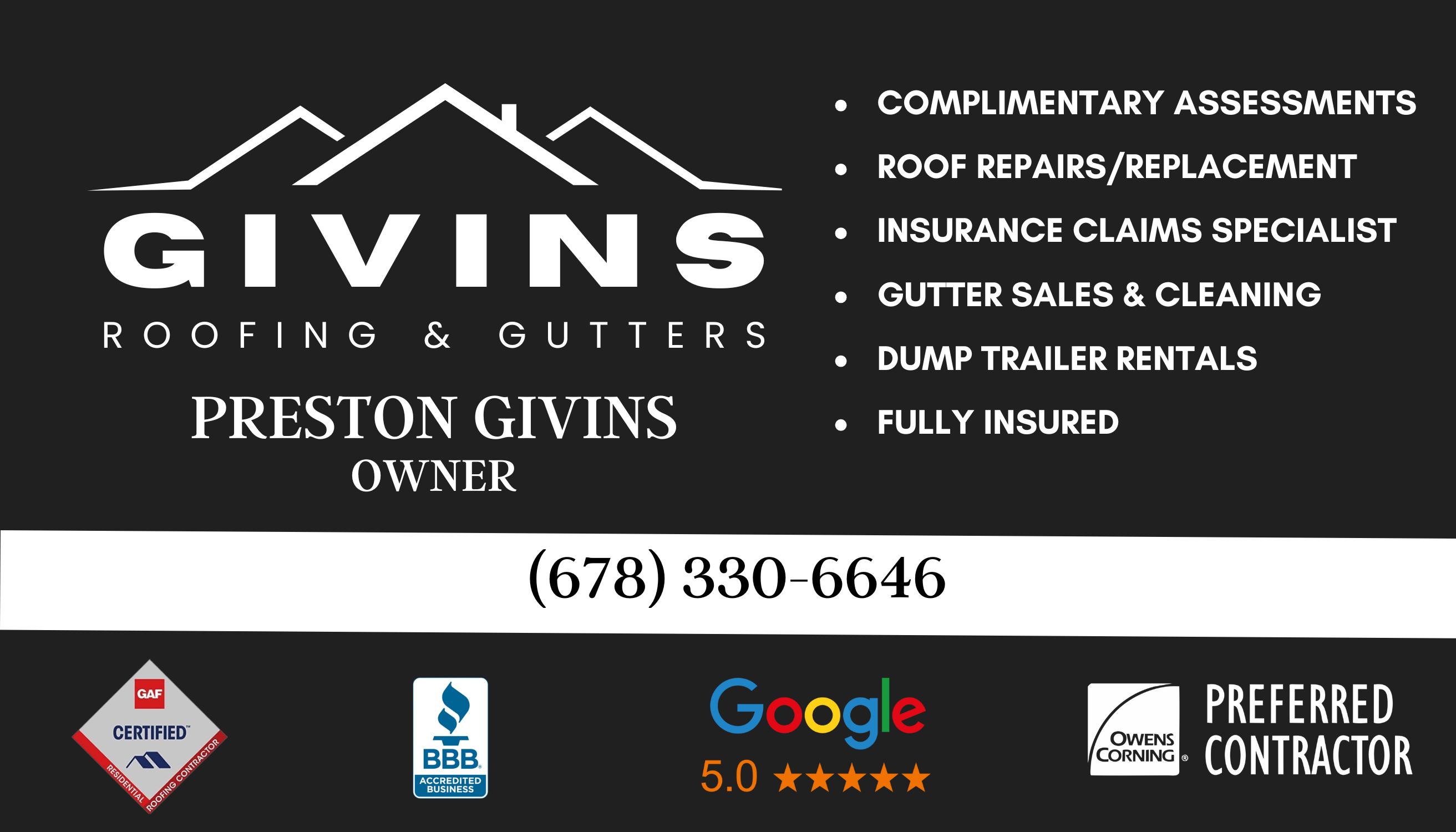  for Givins Roofing & Gutters in Cartersville, GA