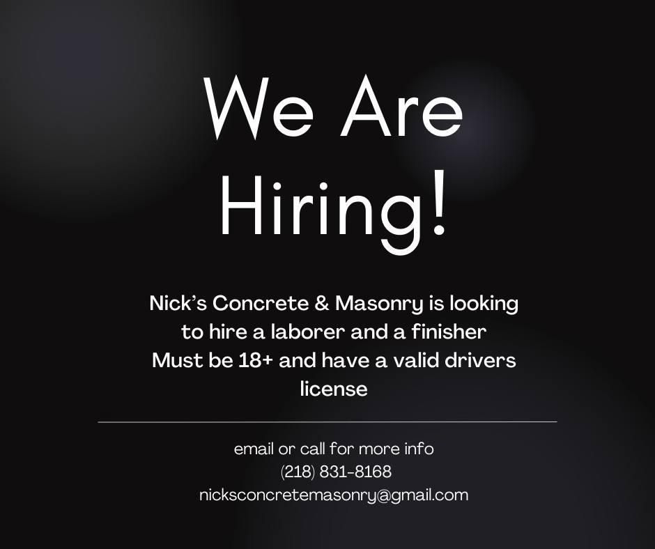  for Nick's Concrete & Masonry in Baxter, MN
