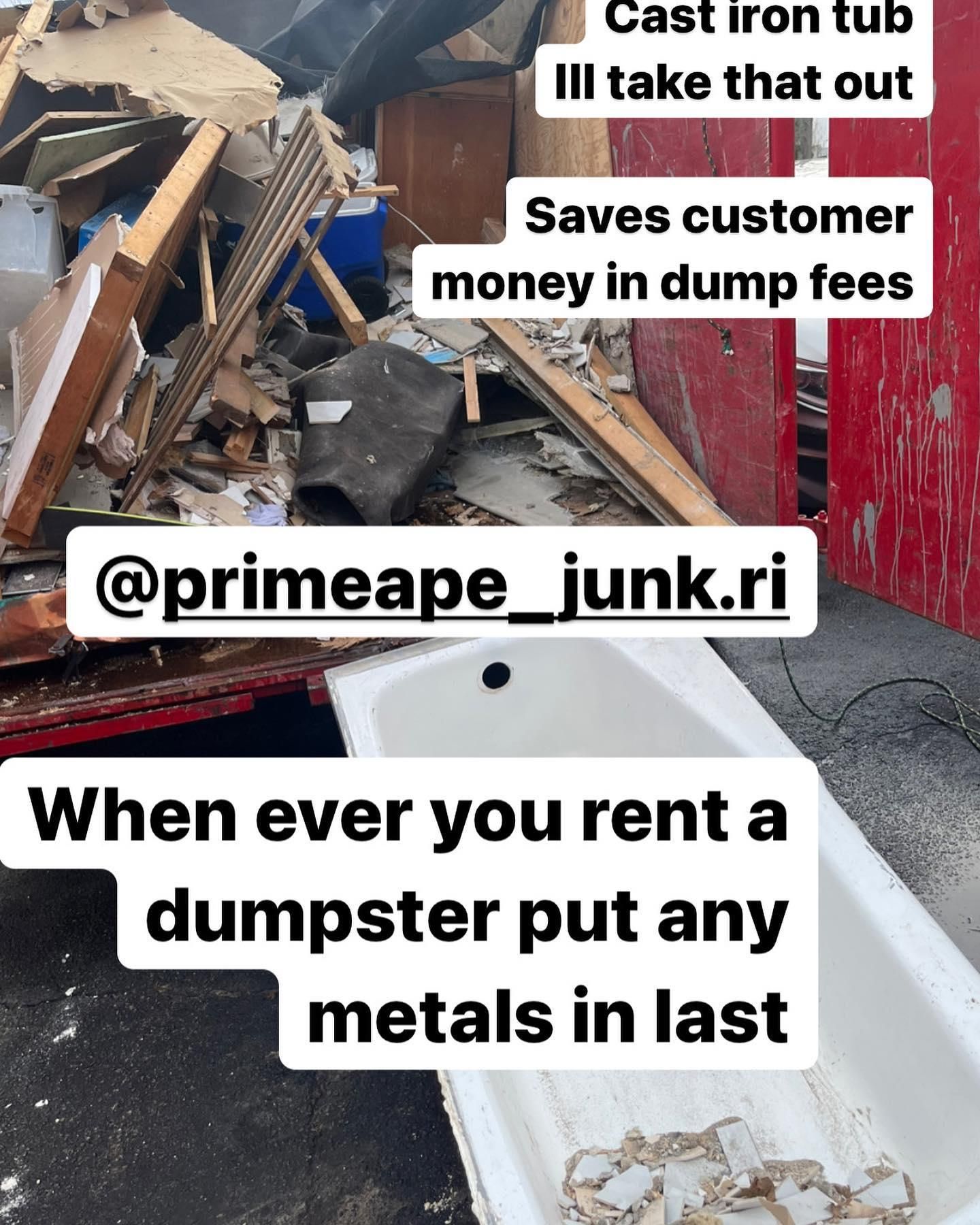 instagram for Prime Ape Junk Removal & Hauling in Warwick, RI