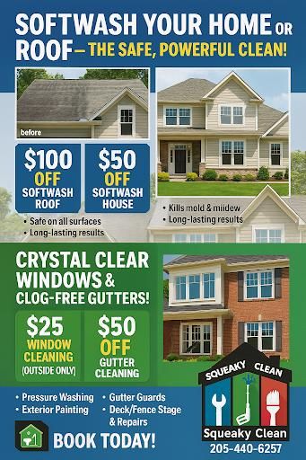  for Squeaky Clean Windows Gutters & More in Hoover, AL