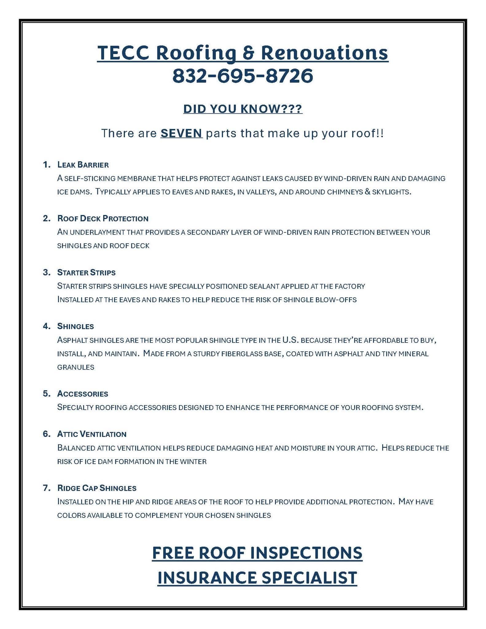  for TECC Roofing & Renovations in Harris County, TX