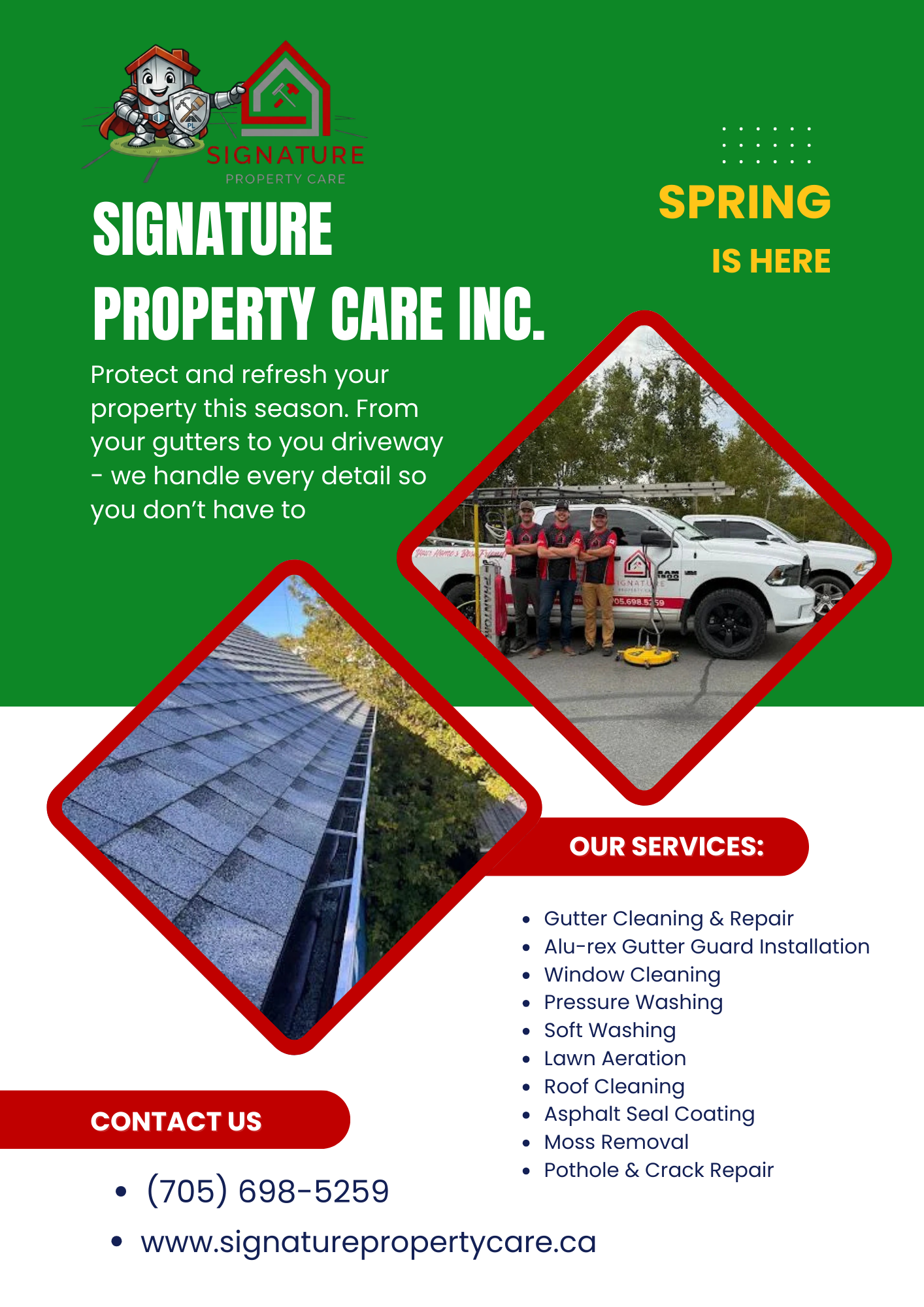 Christmas light installation for Signature Property Care Inc. in Greater Sudbury, ON