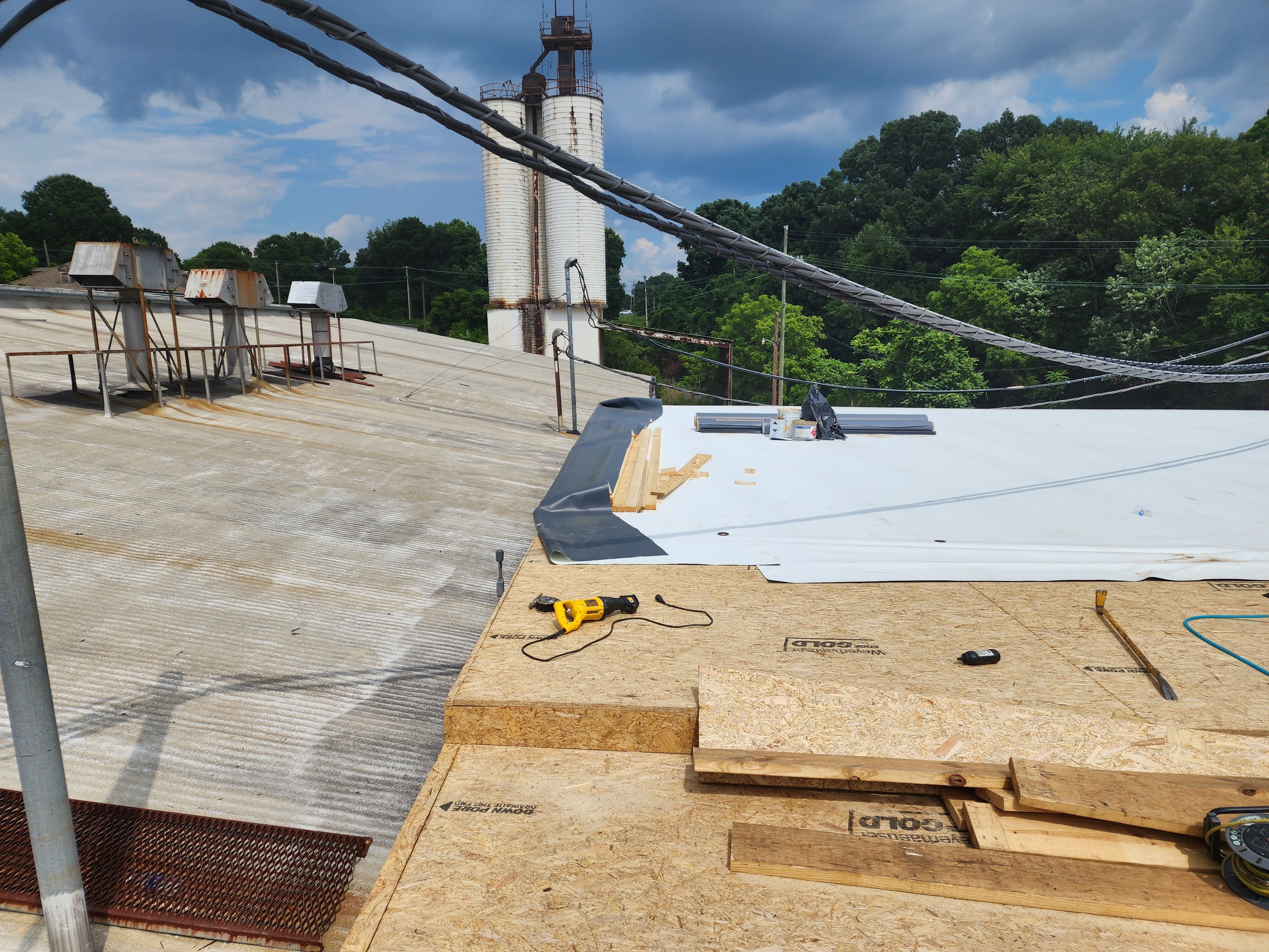 Industrial Plant Dock Roof Replacement for Merl's Construction LLC in Statesville, NC