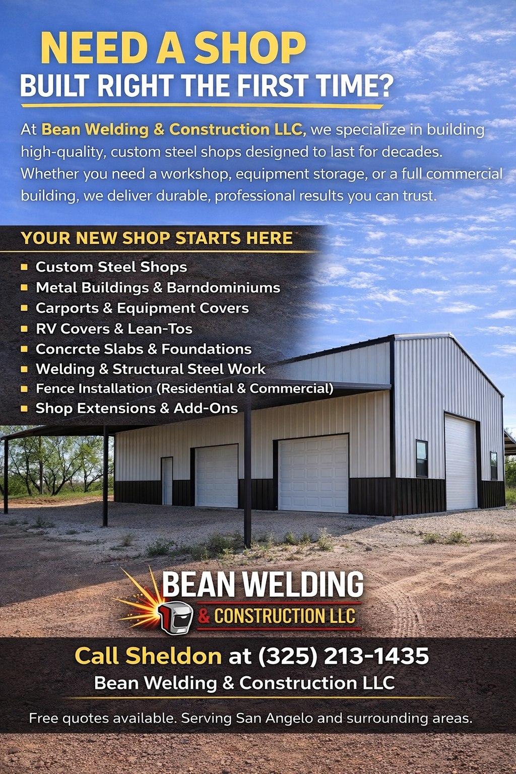  for Bean Welding & Construction LLC in Ballinger, TX