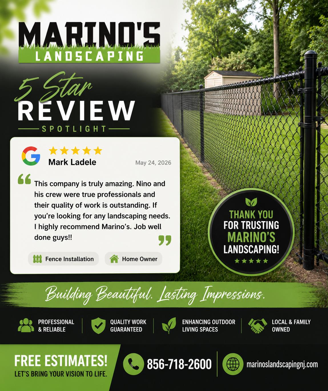  for Marino's Landscaping in Pennsville, NJ