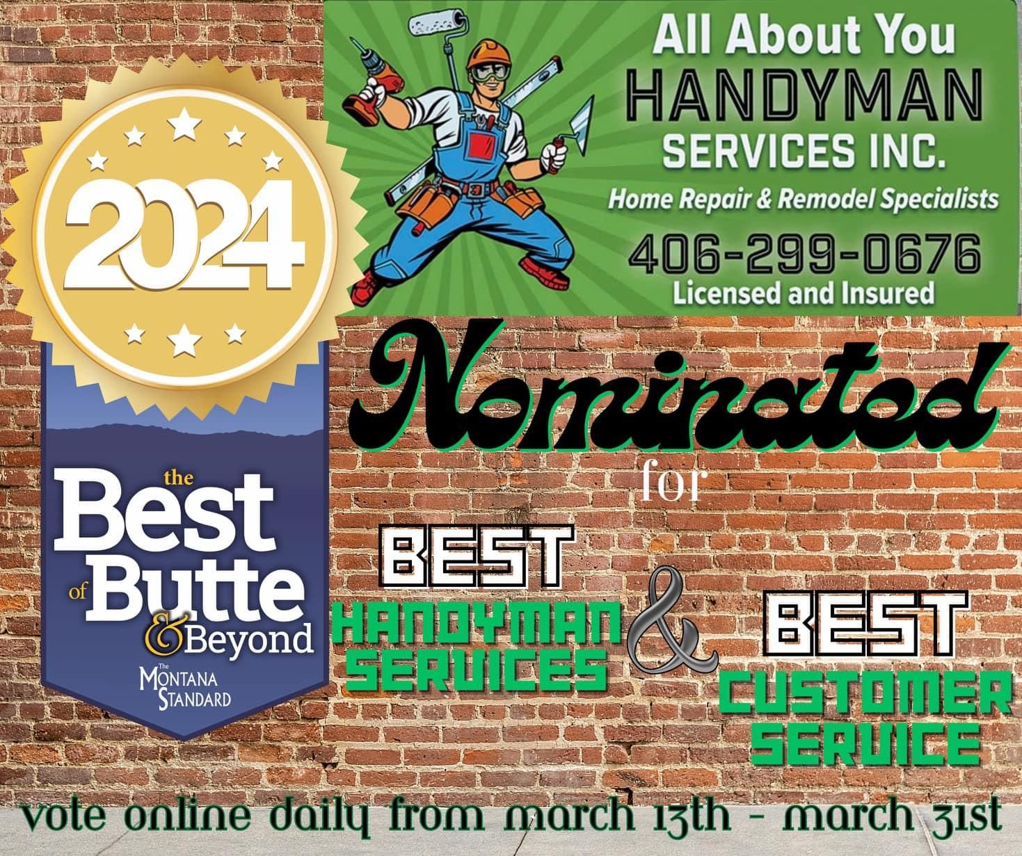  for All About You Handyman Services Inc in Butte, MT