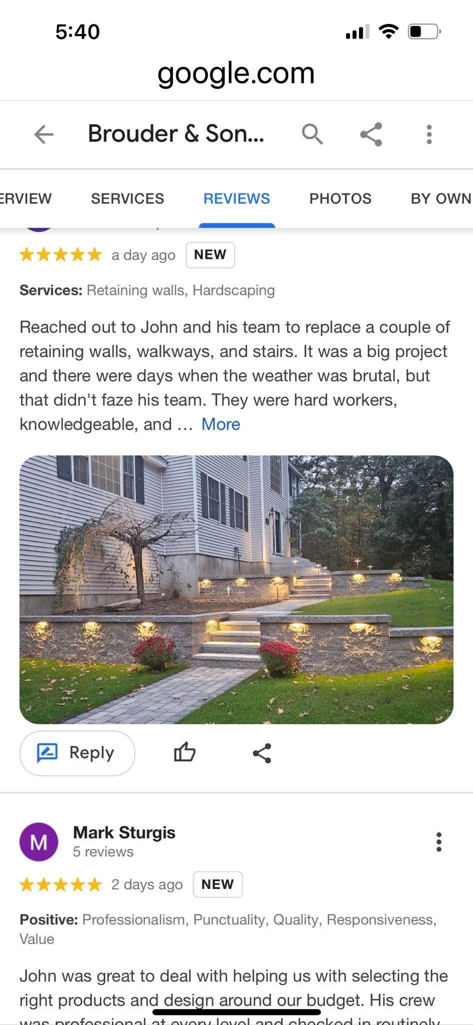  for Brouder & Sons Landscaping and Irrigation in North Andover, MA