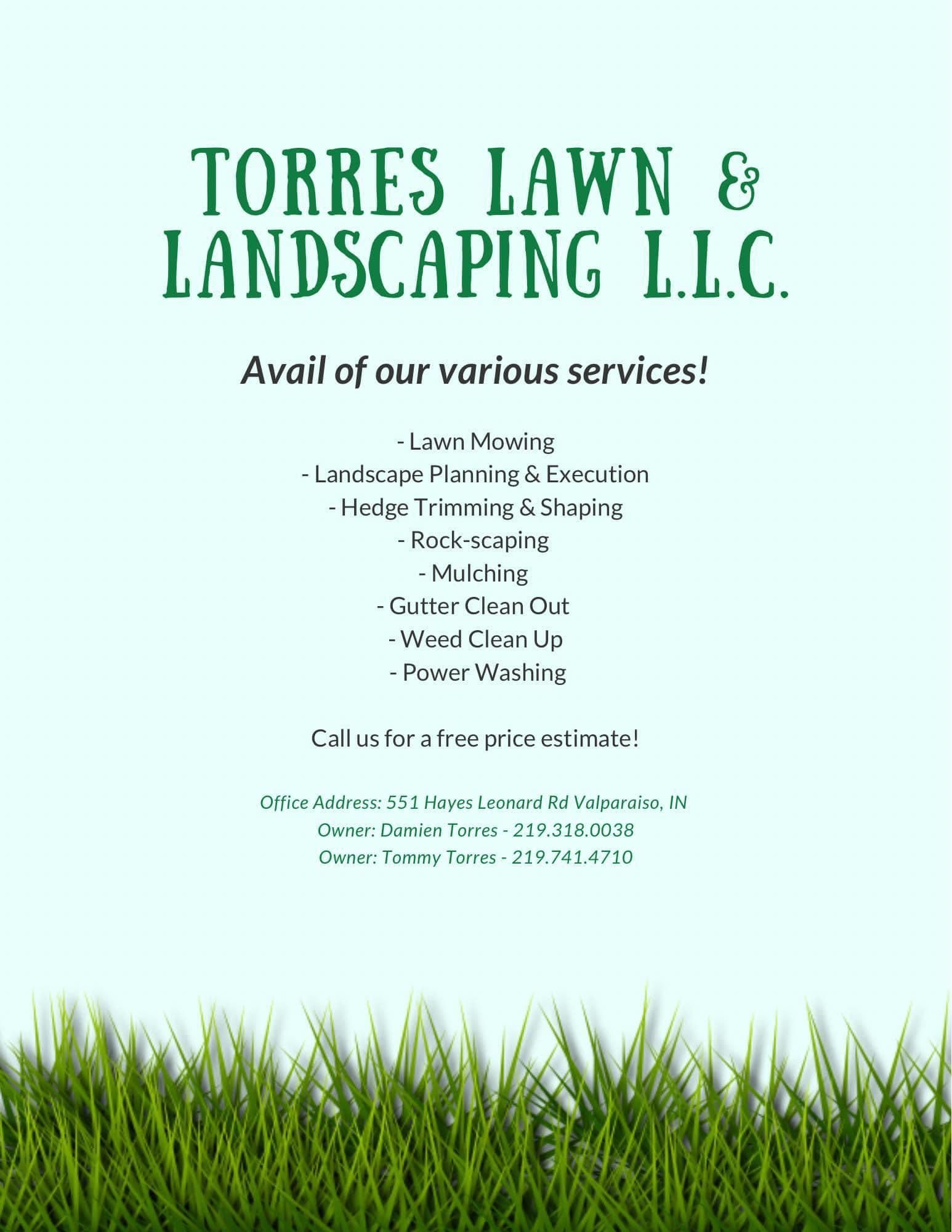  for Torres Lawn & Landscaping in Valparaiso, IN