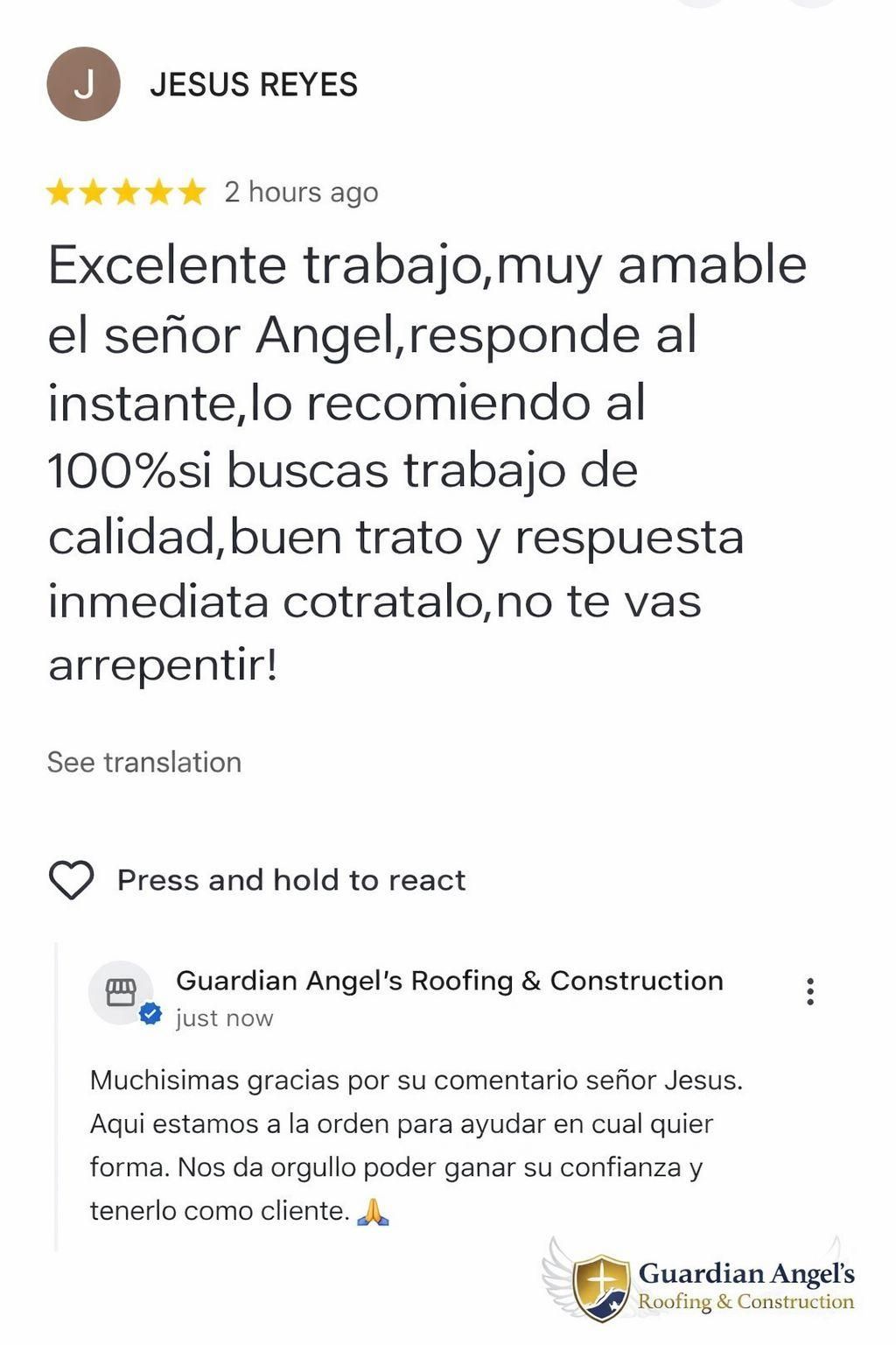  for Guardian Angel's Roofing & Construction in Ennis, TX