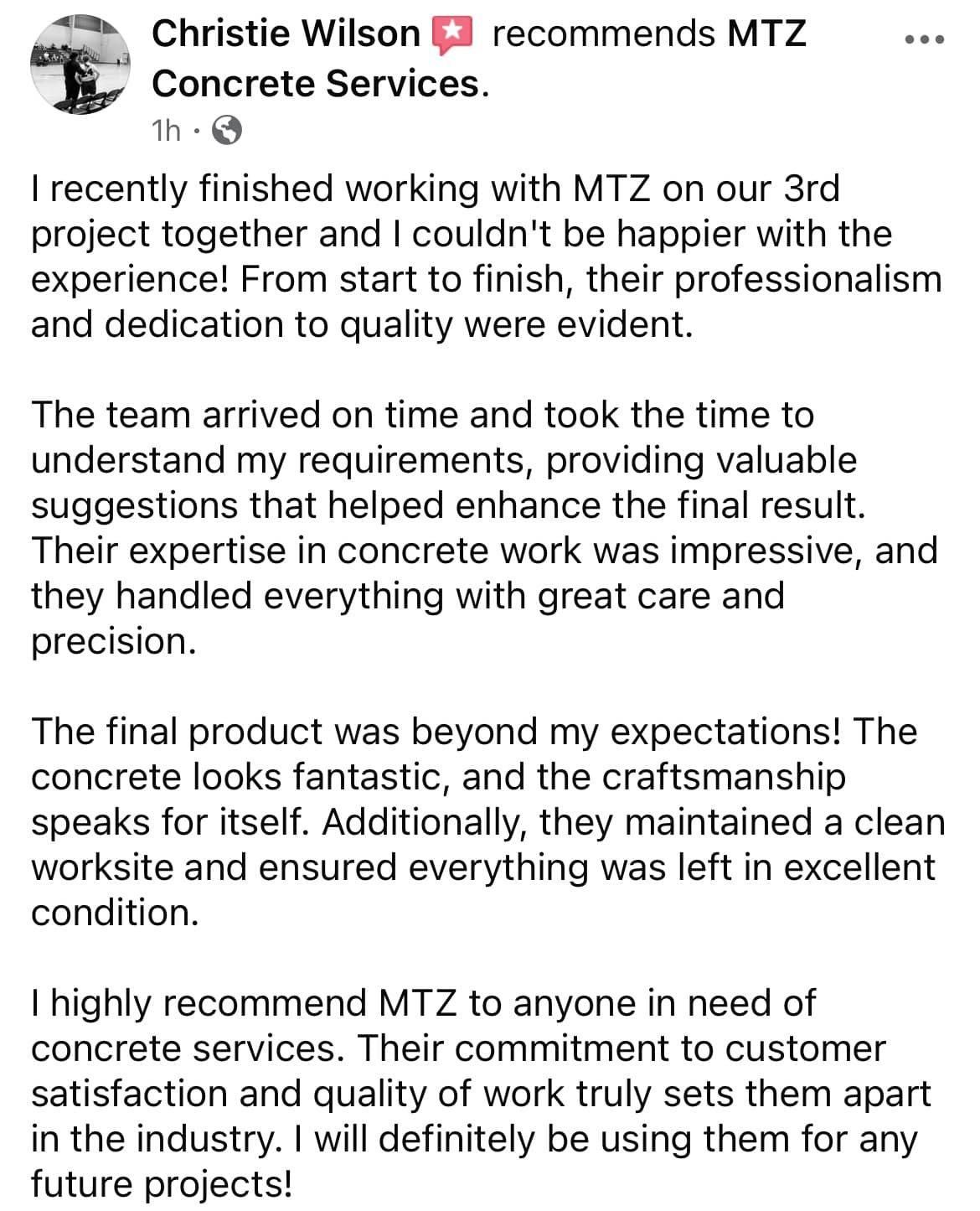  for MTZ Concrete Services in Tulsa, OK