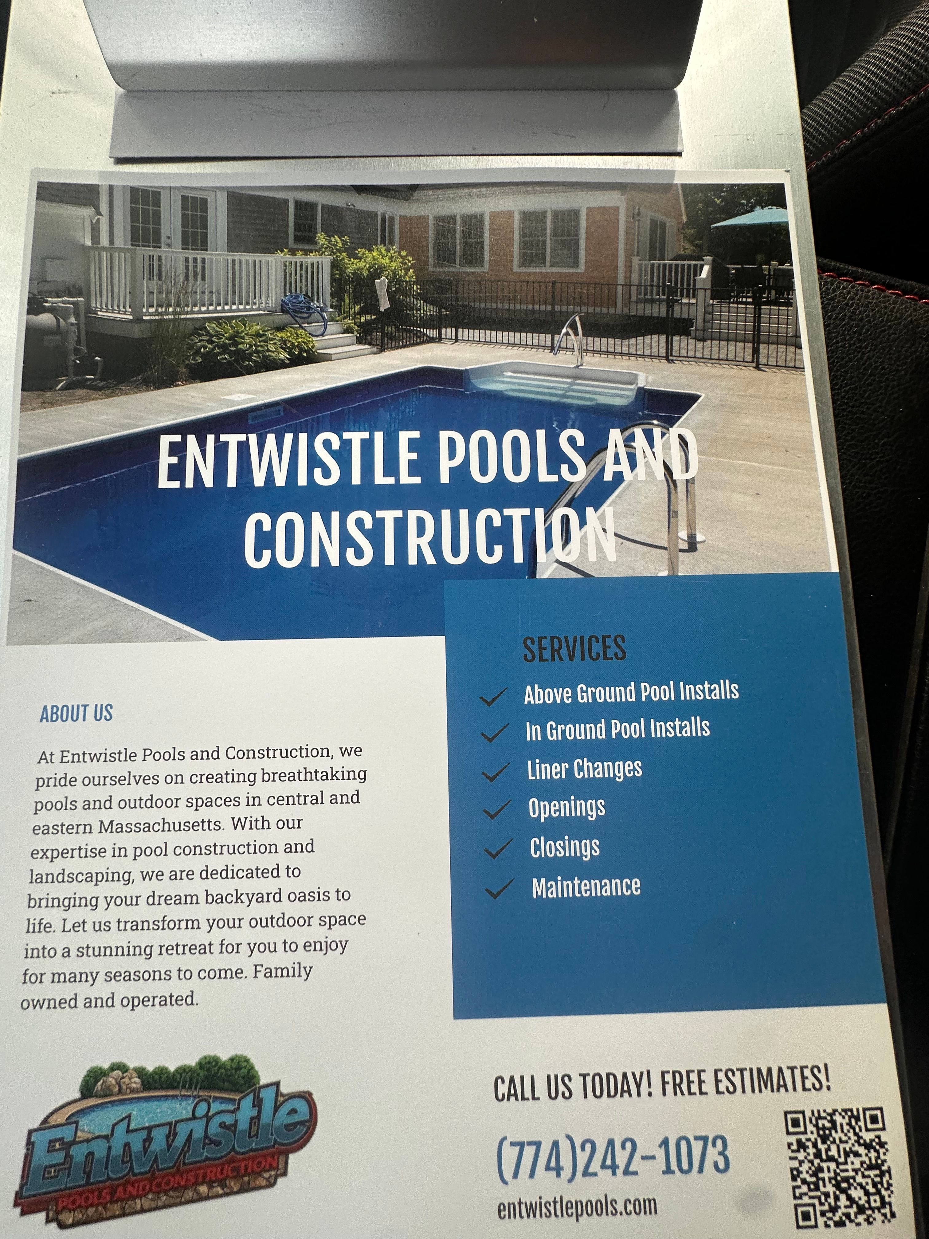  for Entwistle Pools and Construction in Shrewsbury, MA