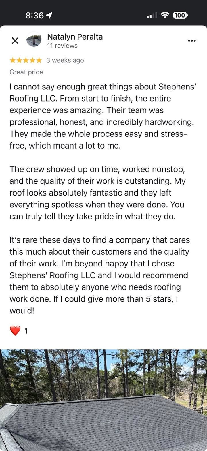  for Stephens’ Roofing LLC in Little River, SC