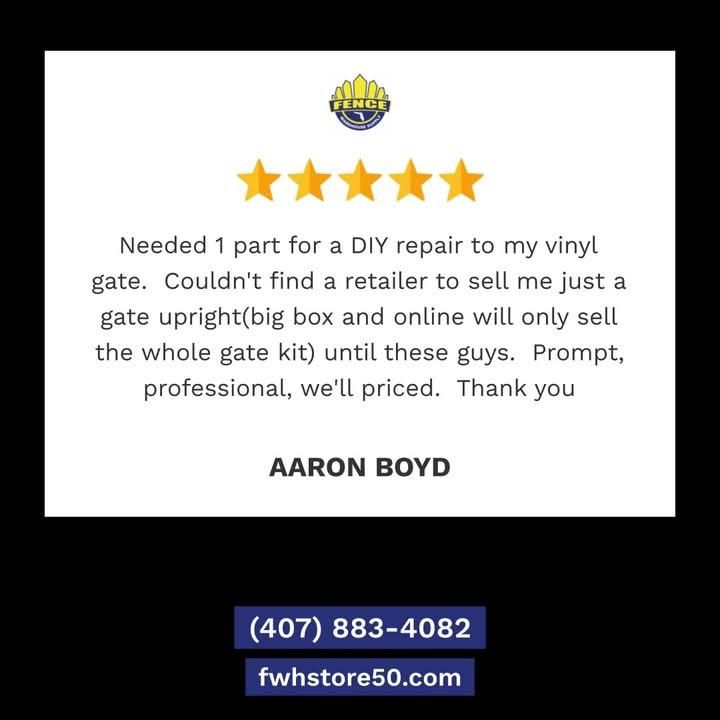  for Fence Warehouse and Supply in Orlando, FL