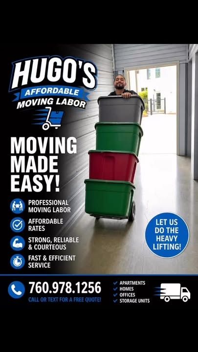  for Hugo’s Affordable Moving Labor in San Diego, CA