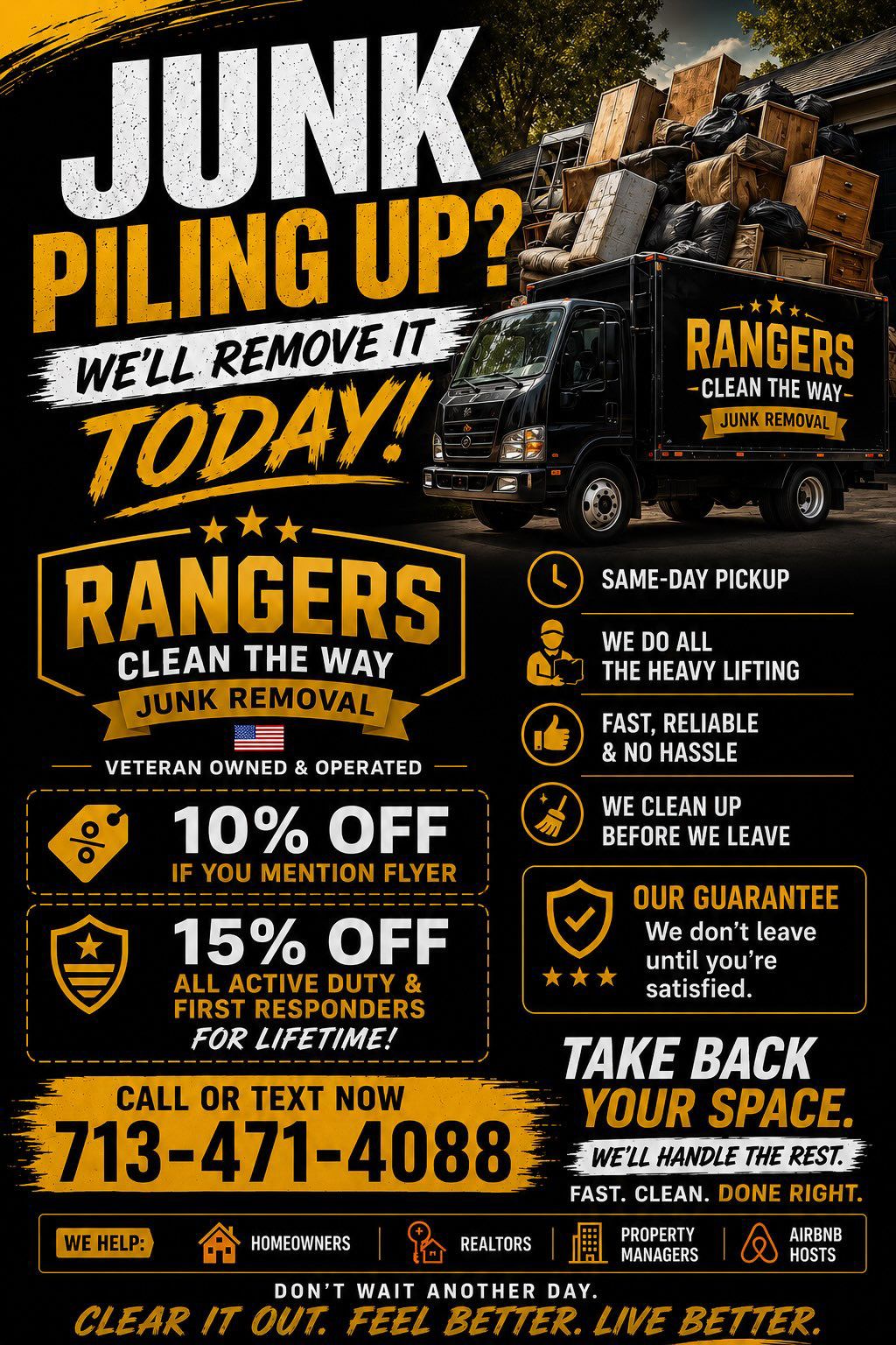  for Rangers Clean The Way Junk Removal in Cypress, TX