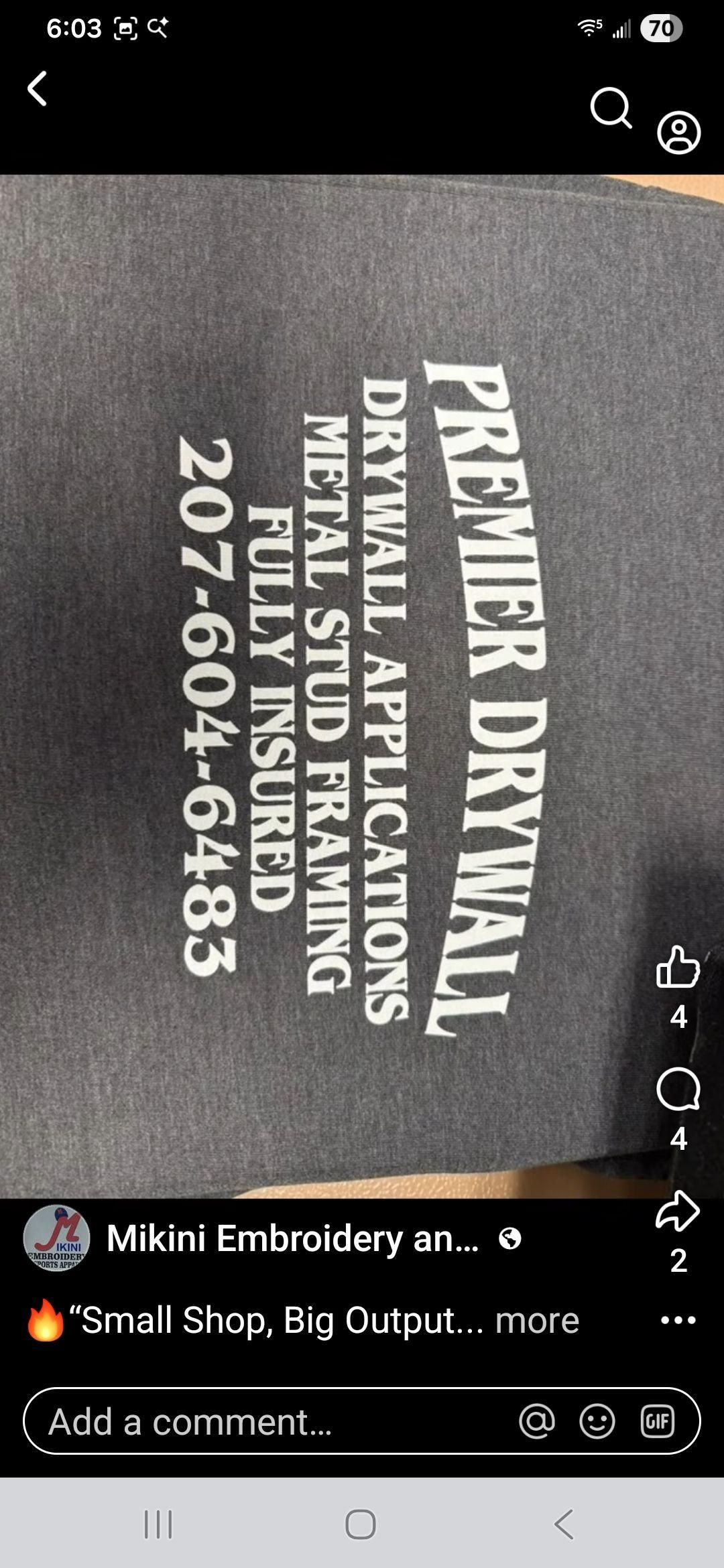  for Premier drywall in Springvale, ME