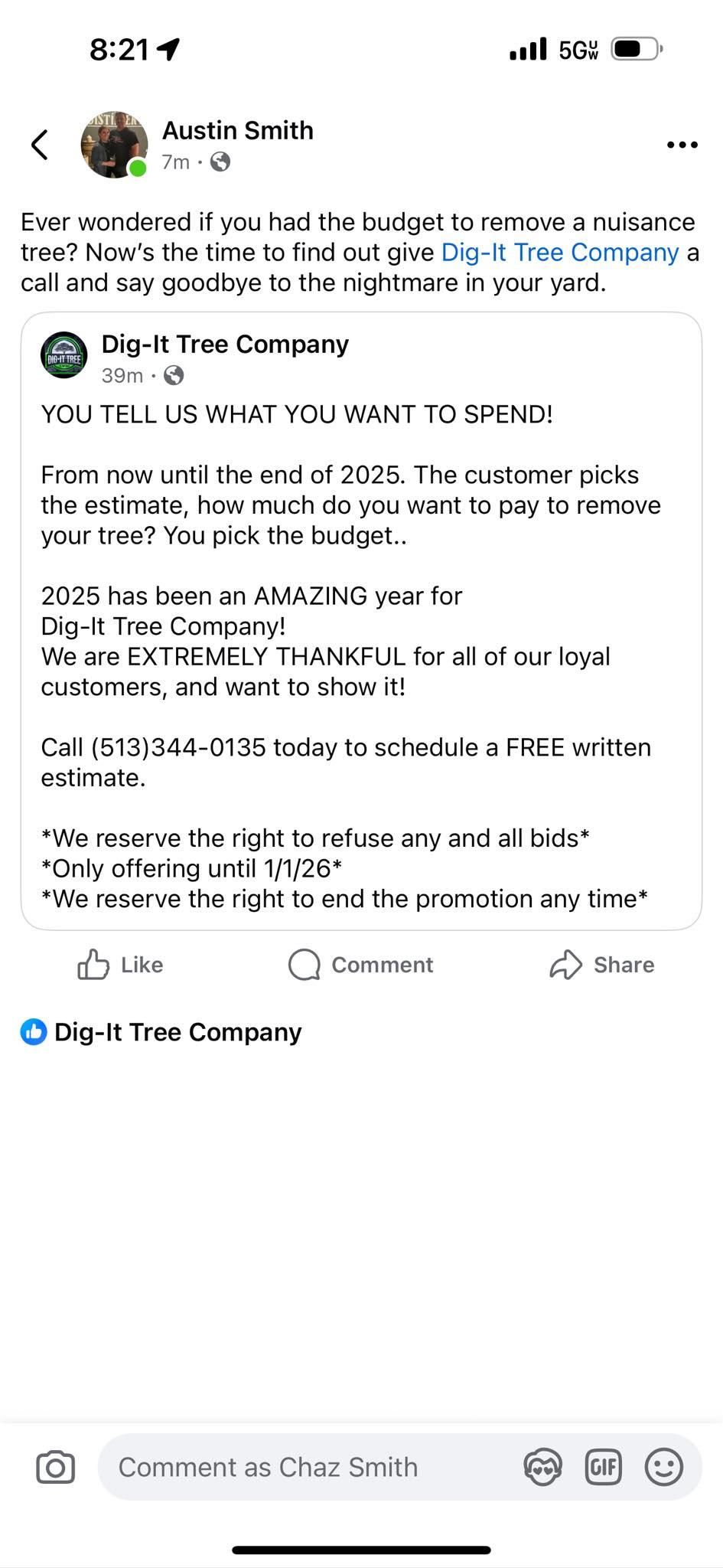  for Dig-It Tree Company in Mason, OH