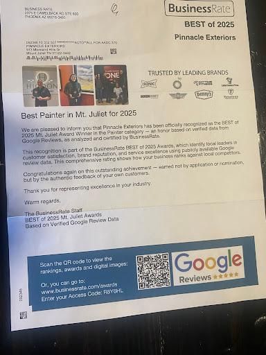 for Pinnacle Exteriors  in Mt. Juliet, TN