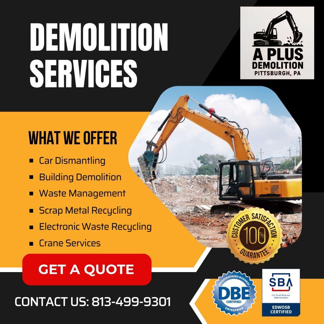  for A Plus Demolition Retaining Walls and Clean Out. Serving the Greater Pittsburgh Area in Pittsburgh, PA