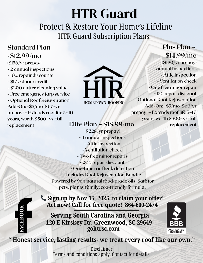  for Hometown Roofing in Greenwood, SC