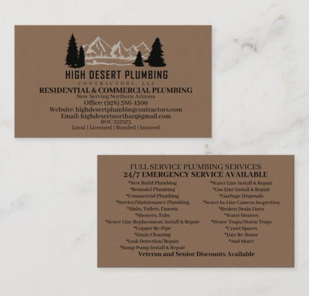 Plumbing Repairs for High Desert Plumbing Contractors LLC in Winslow, AZ