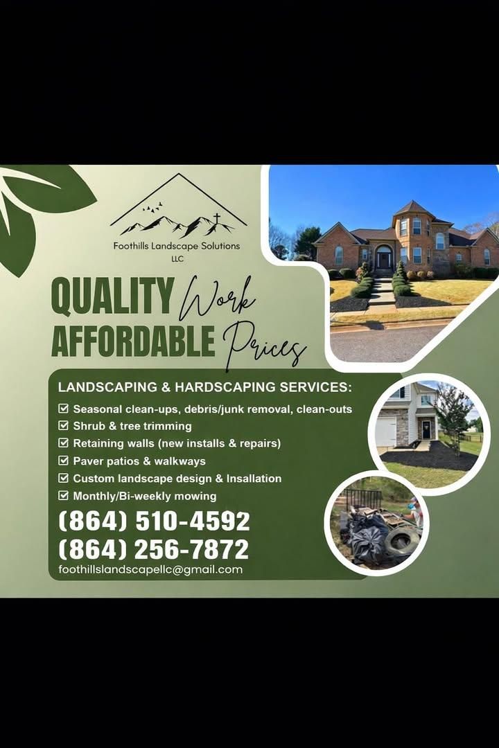  for Foothills Landscape Solutions LLC in Inman, SC