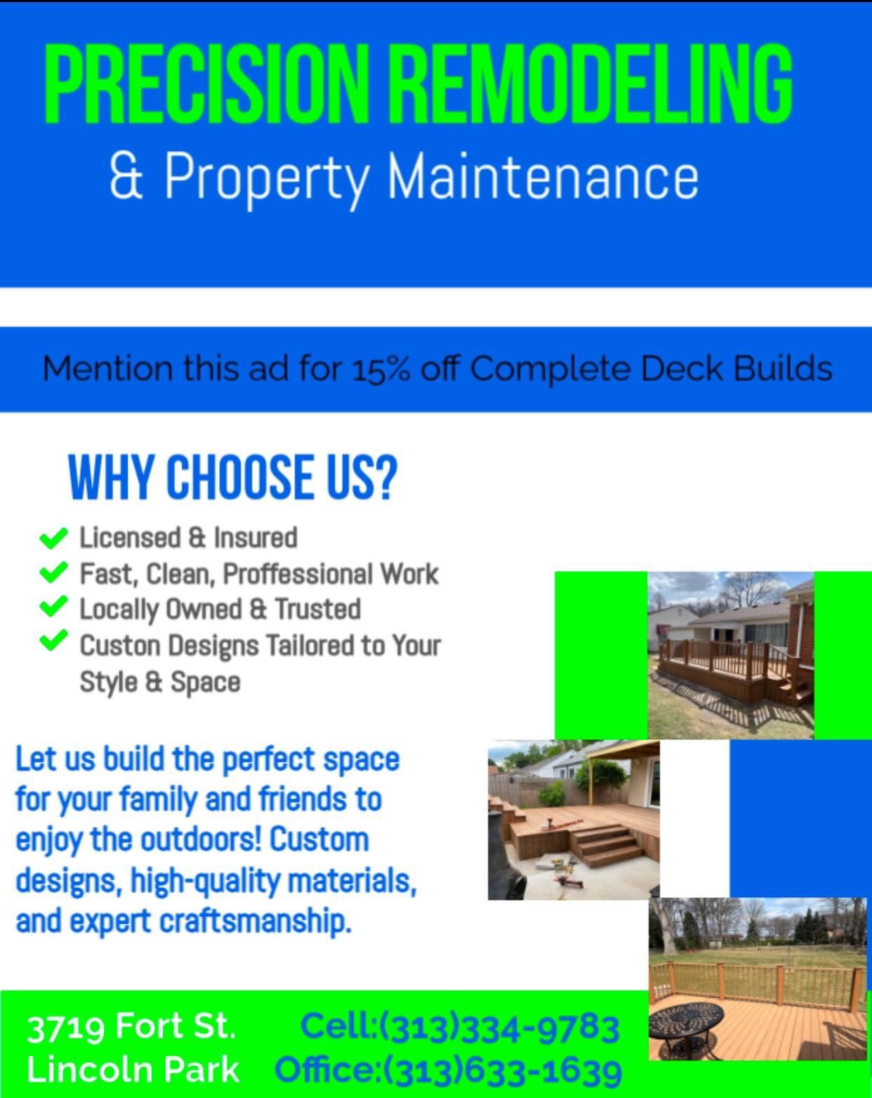  for Precision Remodeling and Property Maintenance  in Detroit, MI