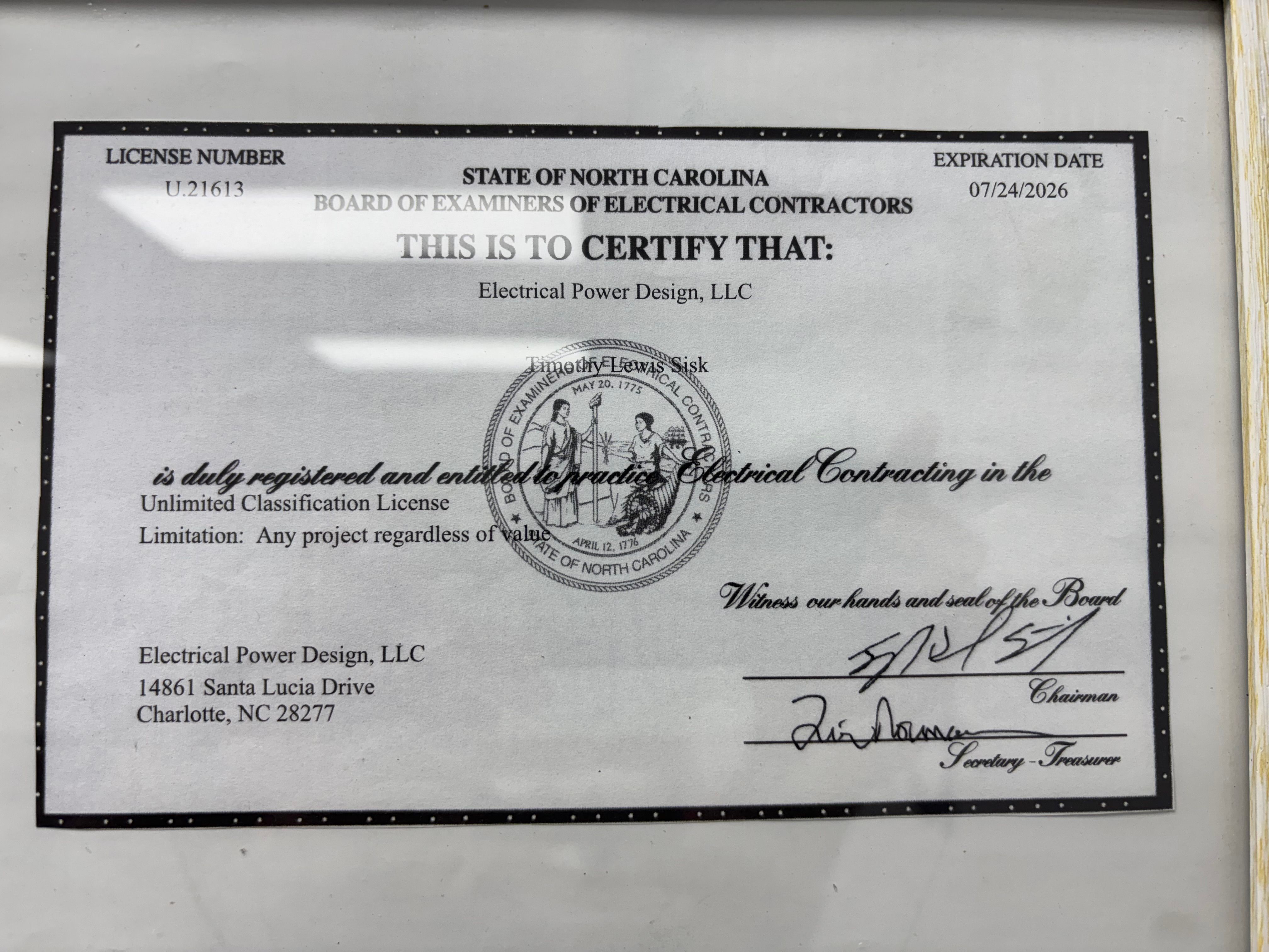  for Electrical Power Design in Concord, NC