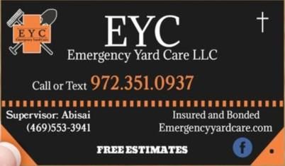 Mowing for Emergency Yard Care LLC in Waxahachie, TX