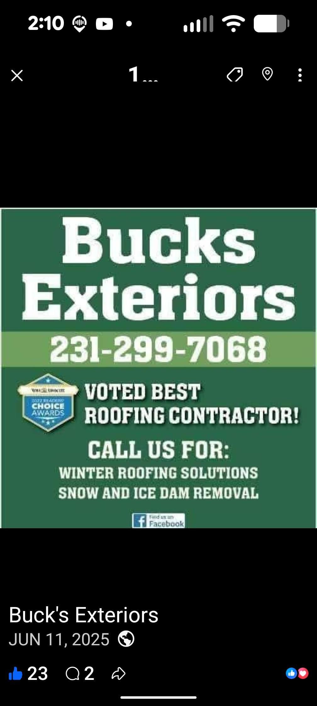  for Buck's Exteriors in Manistee, MI