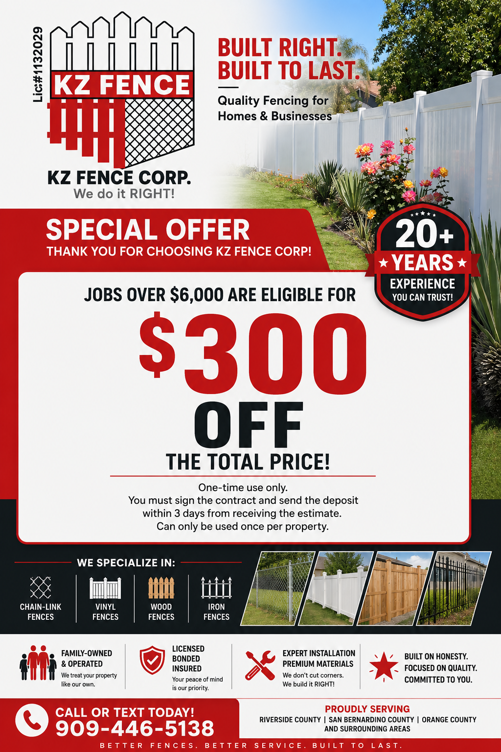  for KZ FENCE CORP in Beaumont, CA