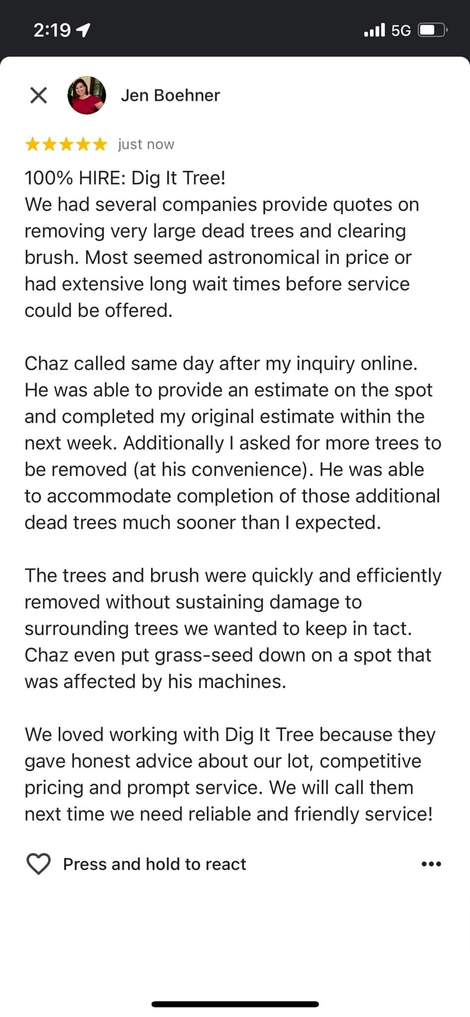  for Dig-It Tree Company in , 