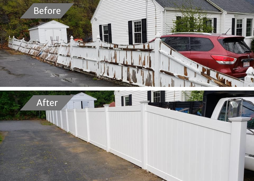 Before and After for Azorean Fence in Peabody, MA