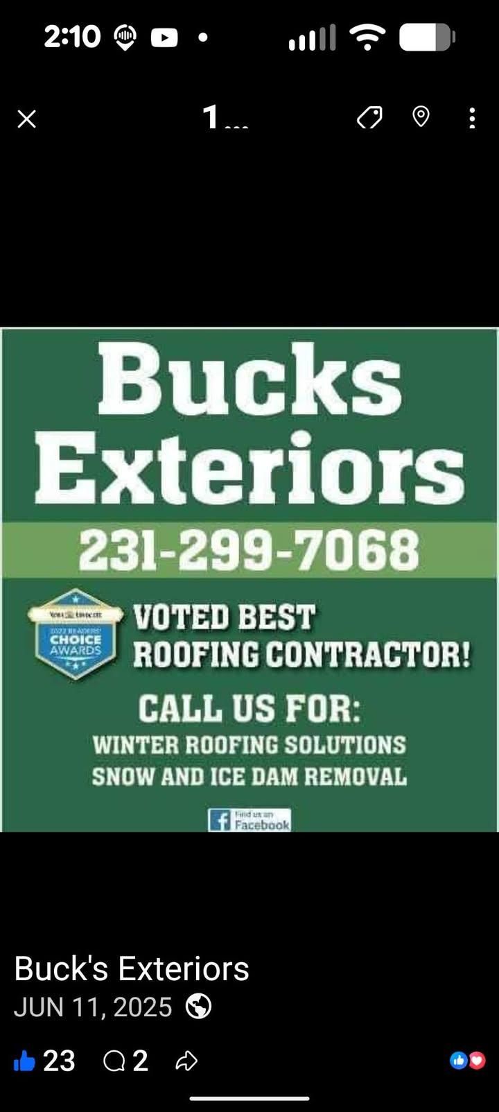  for Buck's Exteriors in Manistee, MI
