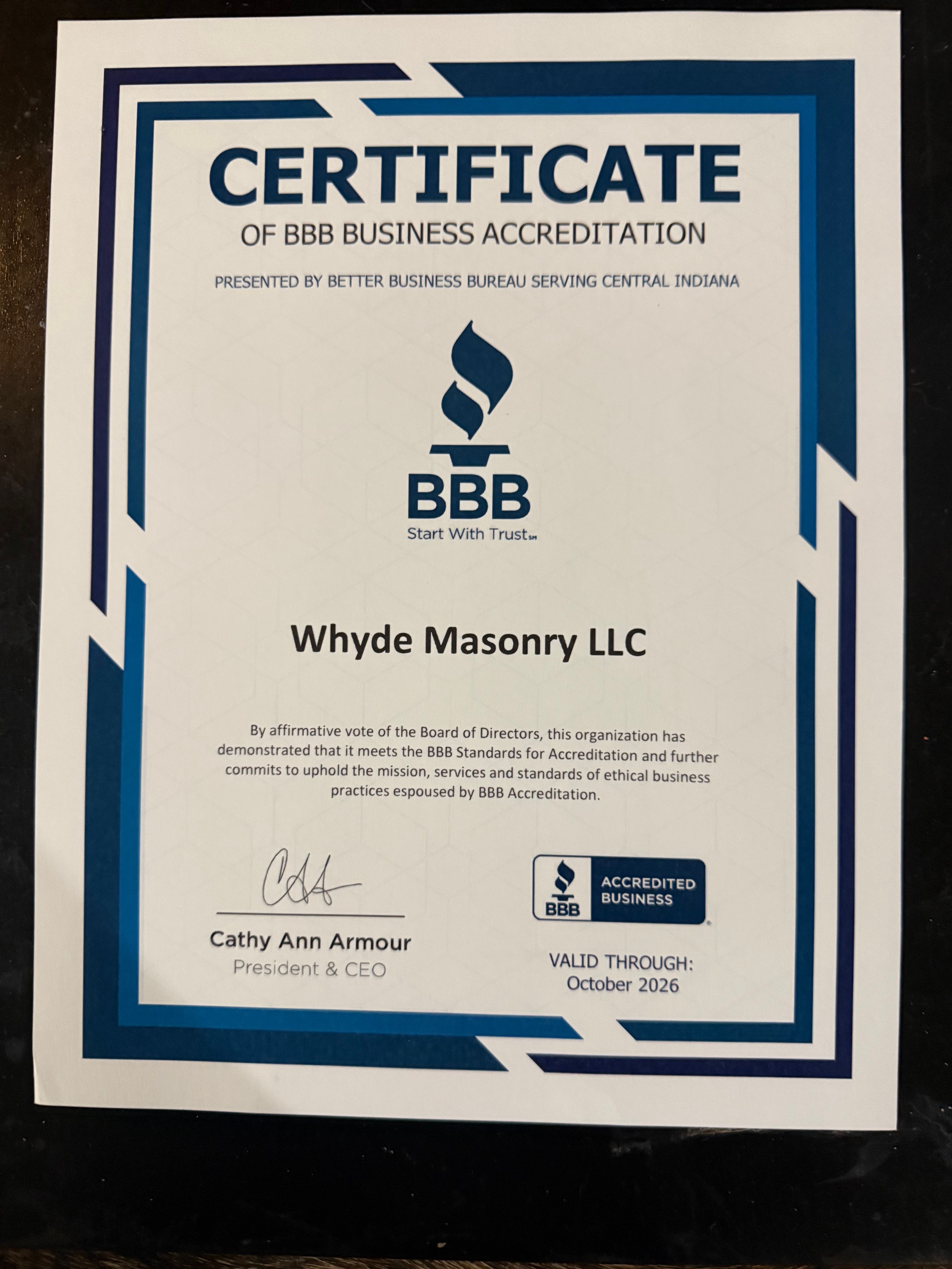  for Whyde Masonry in Beech Grove, IN