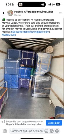  for Hugo’s Affordable Moving Labor in San Diego, CA