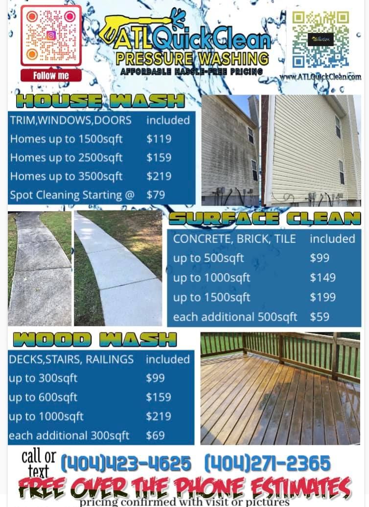  for ATL Quick Clean Pressure Washing Services in Atlanta, GA