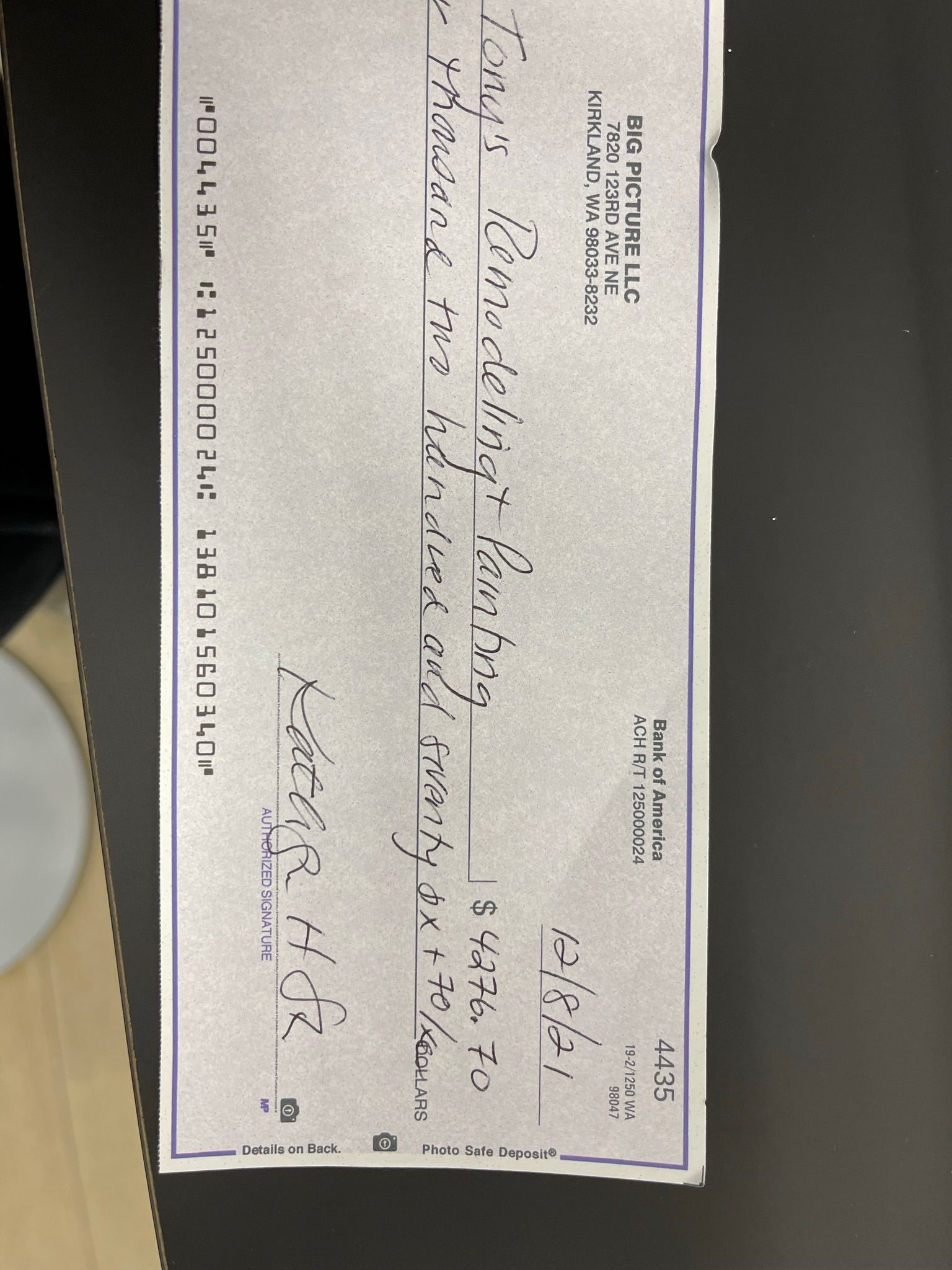  for Tony's Remodeling & Painting in Renton, WA